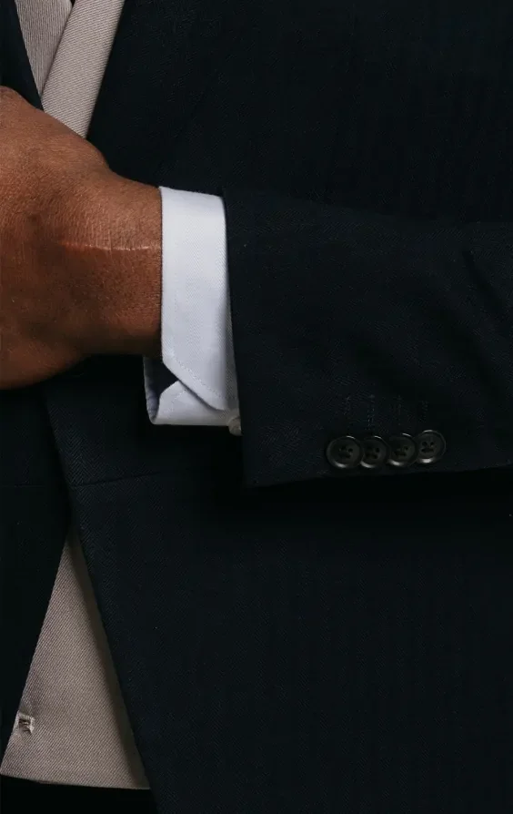 Navy Herringbone Morning Suit with Matching Trousers thumbnail 5