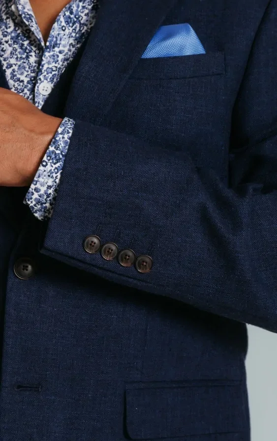 Navy Linen 3 Piece Suit thumbnail 6