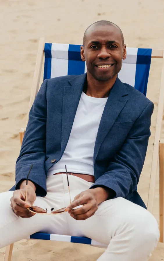 Navy Linen Suit Jacket thumbnail 2