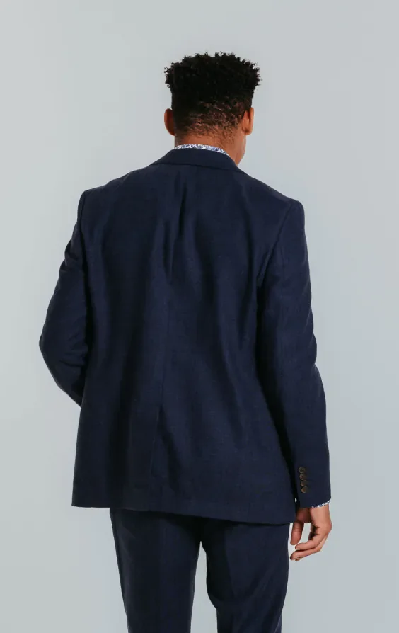 Navy Linen Suit Jacket thumbnail 3