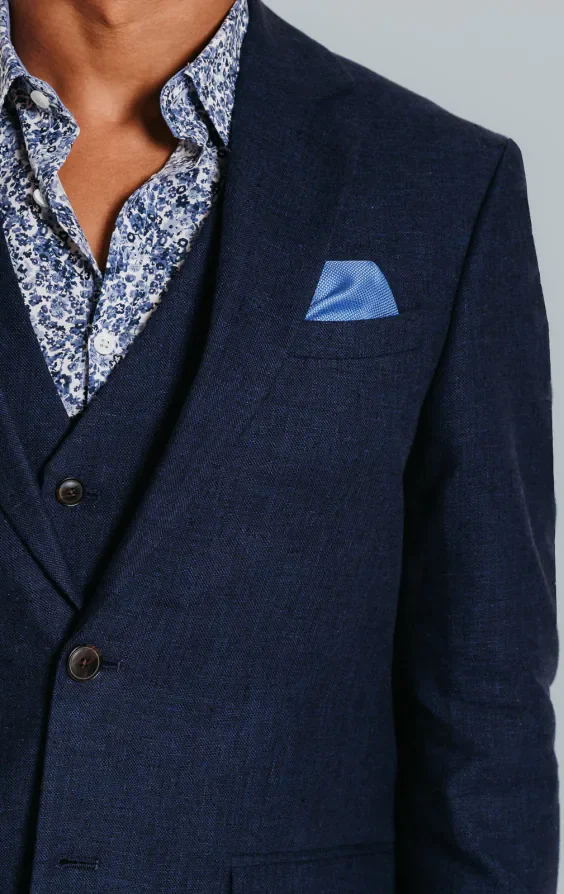 Navy Linen Suit Jacket thumbnail 5