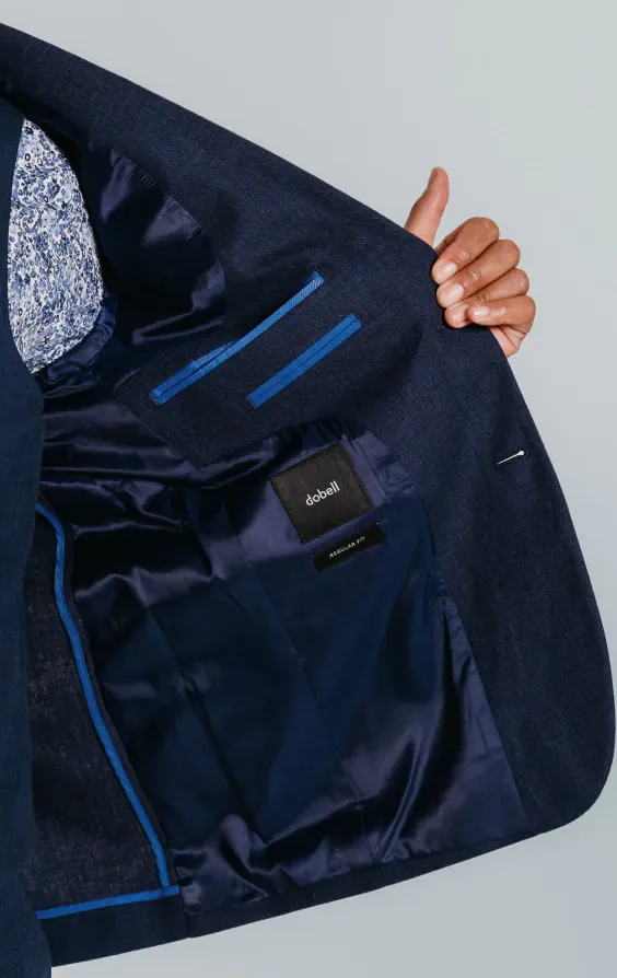 Navy Linen Suit Jacket thumbnail 6
