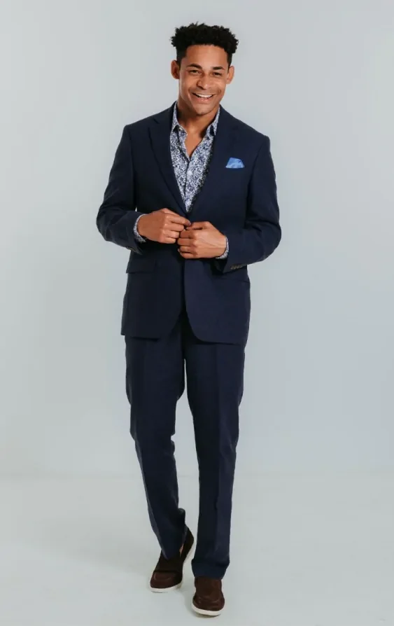 Navy Linen Suit thumbnail 3