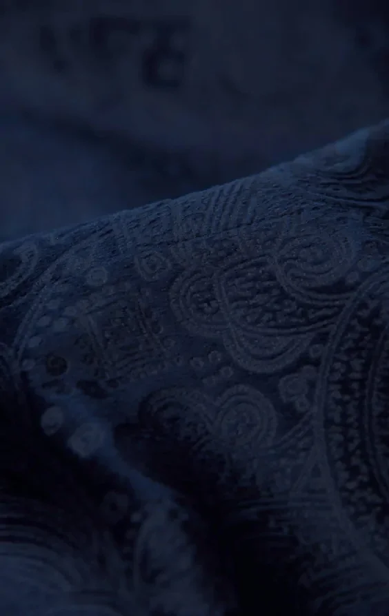 Navy Paisley Velvet Tuxedo with Black Trousers thumbnail 9