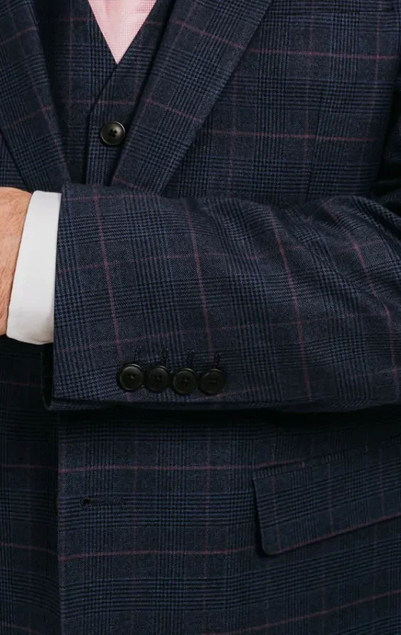 Navy with Pink Check 3 Piece Suit thumbnail 5