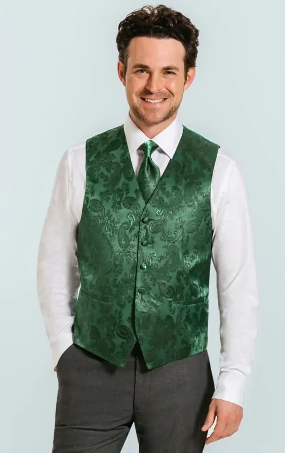 Racing Green Paisley Waistcoat thumbnail 2