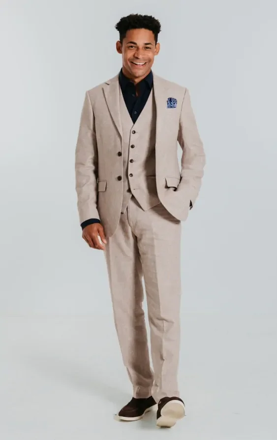 Sand Linen 3 Piece Suit thumbnail 3