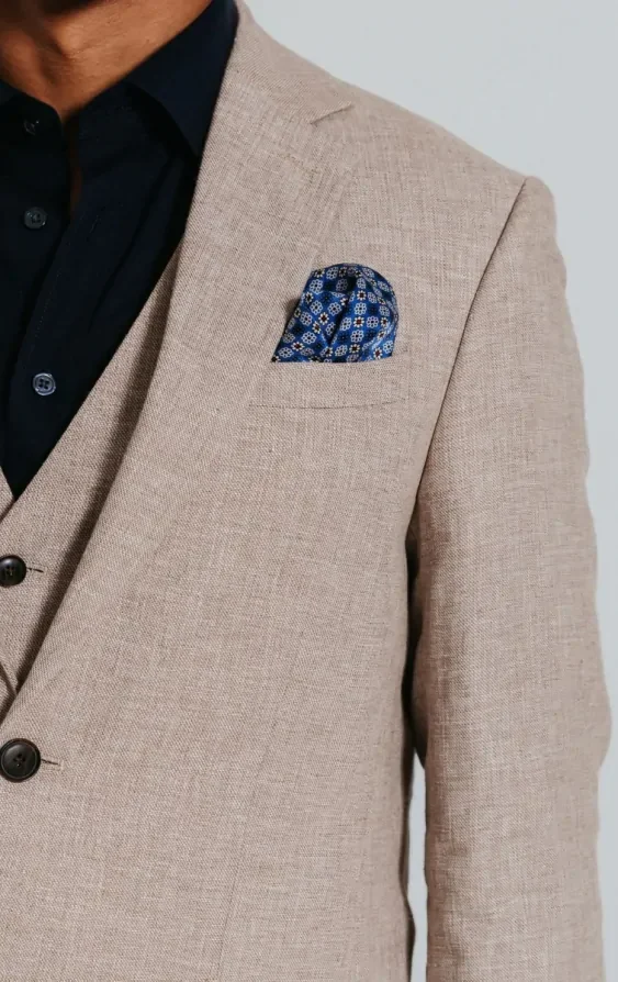 Sand Linen Slim Fit 3 Piece Suit thumbnail 6
