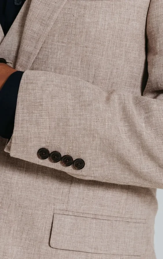 Sand Linen Slim Fit Suit Jacket thumbnail 4