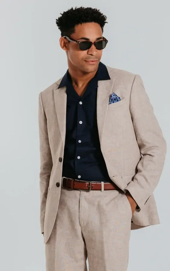 Sand Linen Slim Fit Suit thumbnail 2