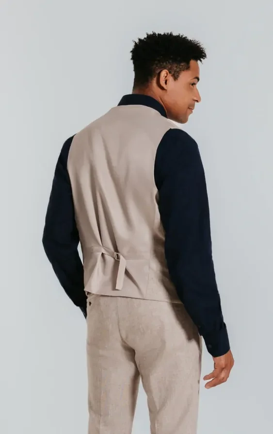 Sand Linen Waistcoat thumbnail 4