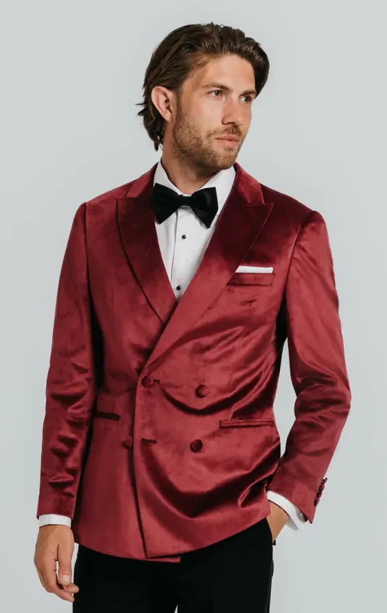 Double Breasted Burgundy Velvet Jacket thumbnail 2