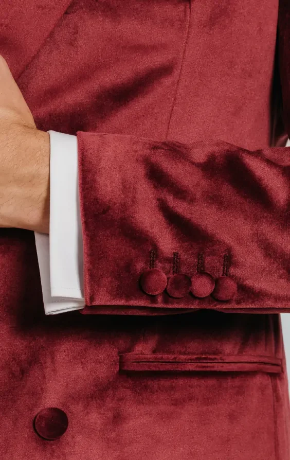Double Breasted Burgundy Velvet Jacket thumbnail 5