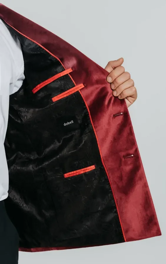 Double Breasted Burgundy Velvet Jacket thumbnail 7