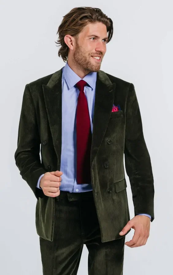 Double Breasted Green Corduroy Jacket thumbnail 2