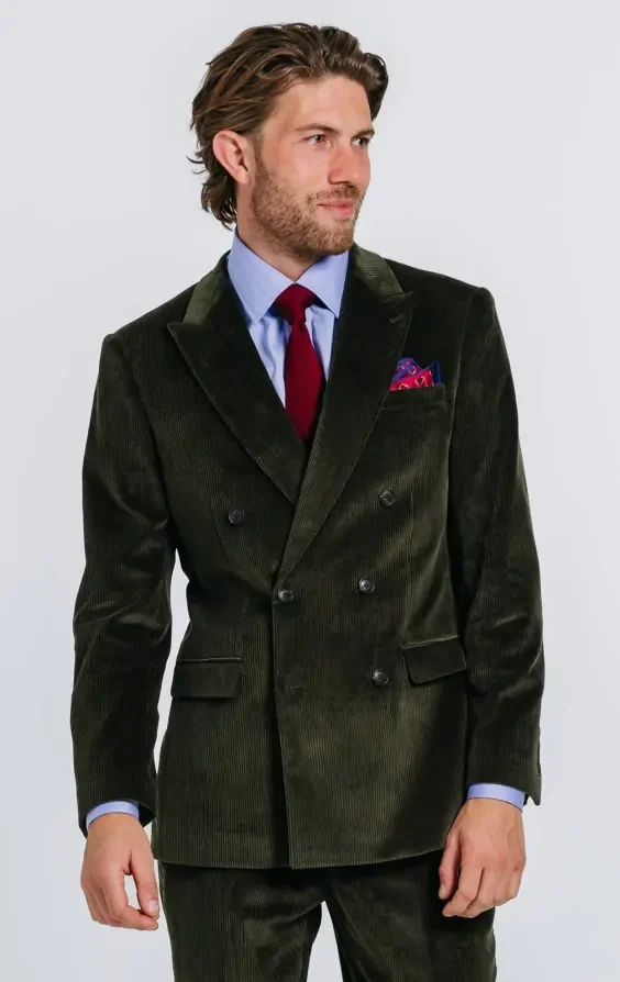 Double Breasted Green Corduroy Suit thumbnail 2