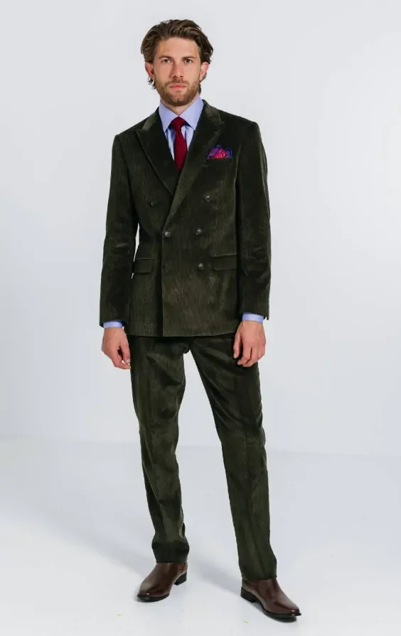 Double Breasted Green Corduroy Suit thumbnail 3