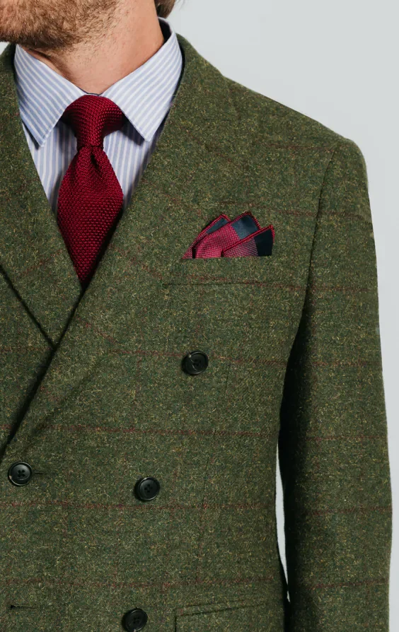 Double Breasted Green Windowpane Check Tweed Suit thumbnail 5