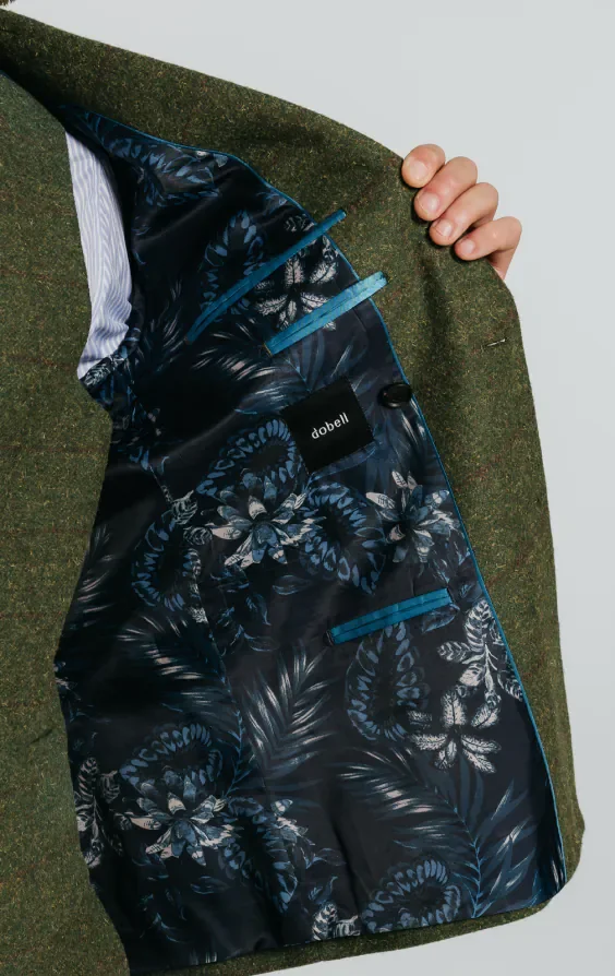 Double Breasted Green Windowpane Check Tweed Suit thumbnail 6