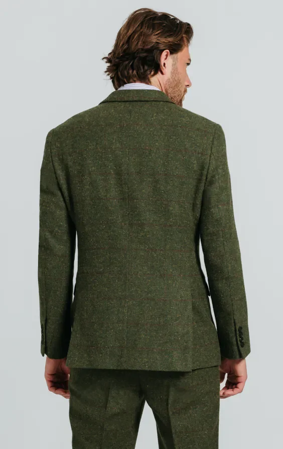 Double Breasted Green Windowpane Check Tweed Suit thumbnail 7