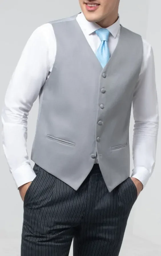 Dove Grey Single Breasted Morning Suit Waistcoat thumbnail 2