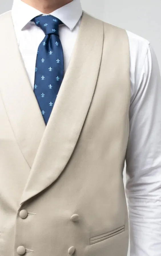 Gold/Buff Double Breasted Shawl Lapel Morning Suit Waistcoat thumbnail 4