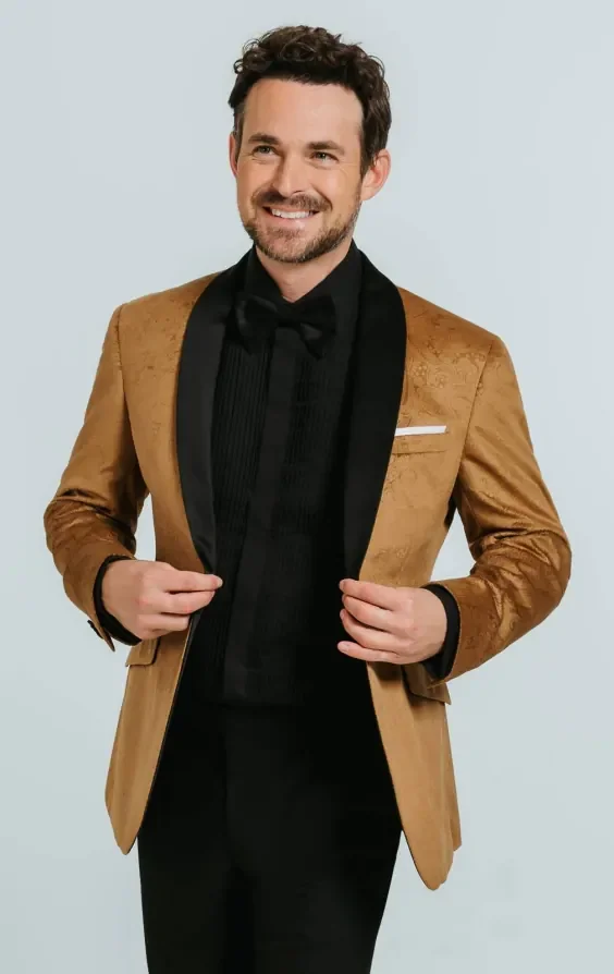 Gold Paisley Velvet Tuxedo Jacket thumbnail 2