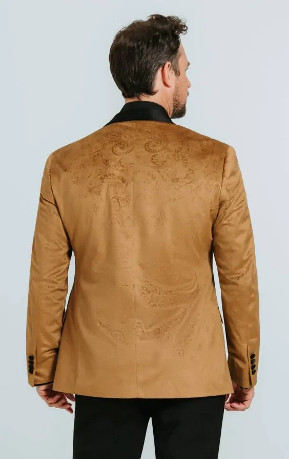 Gold Paisley Velvet Tuxedo Jacket thumbnail 3