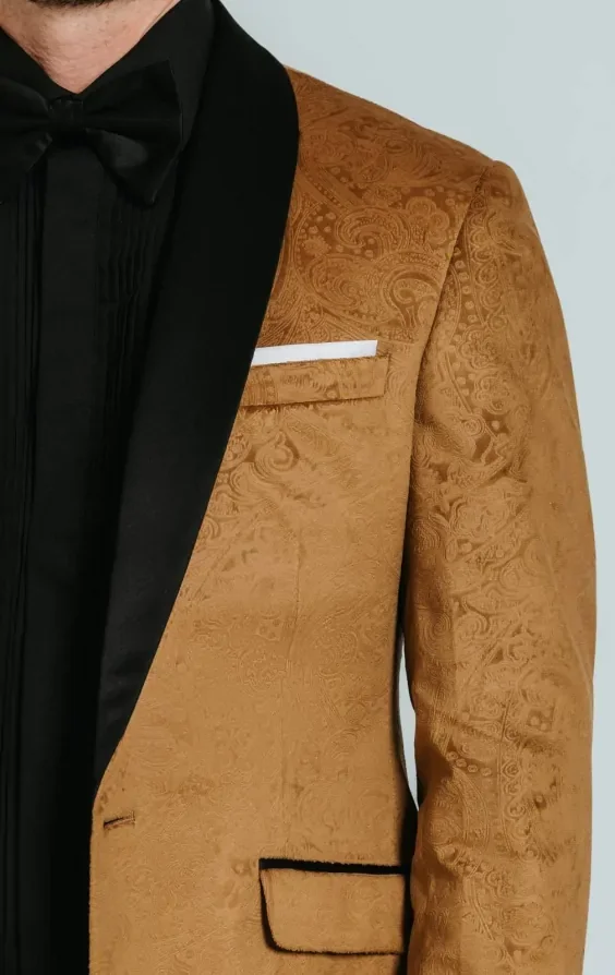Gold Paisley Velvet Tuxedo Jacket thumbnail 5