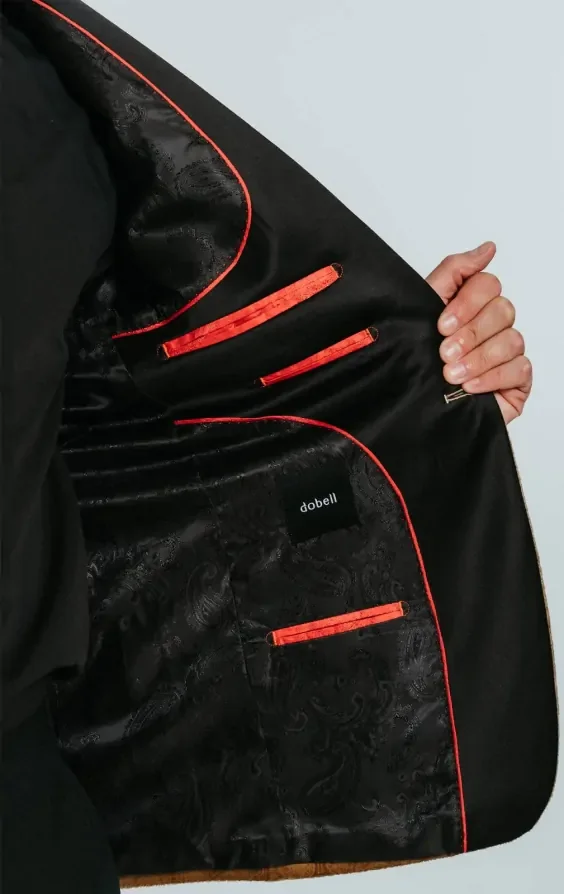 Gold Paisley Velvet Tuxedo with Black Trousers thumbnail 7