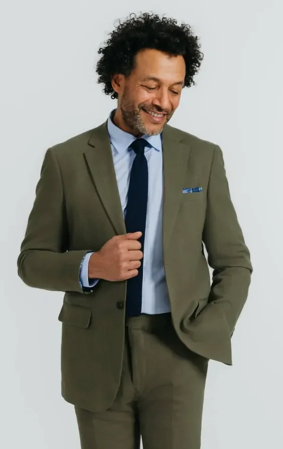 Green Linen Twill Suit Jacket thumbnail 2