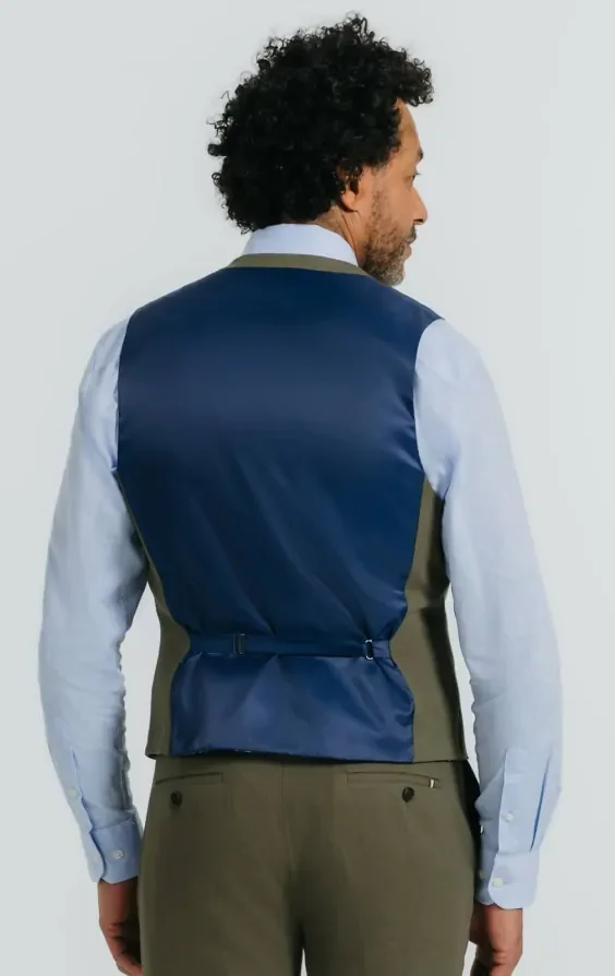 Green Linen Twill Waistcoat thumbnail 4