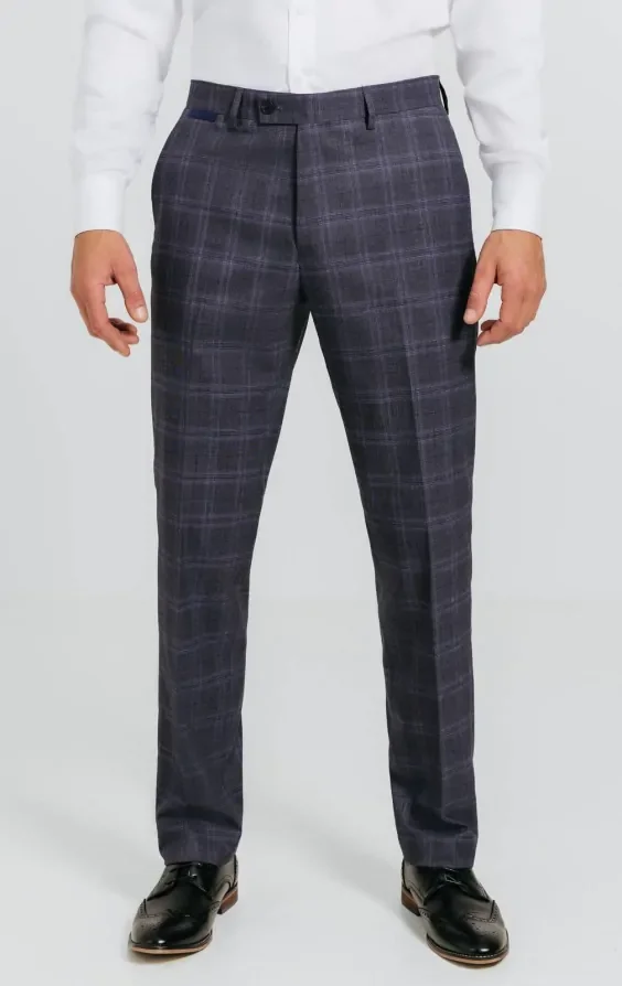 Grey and Blue Check with Navy Trim Suit thumbnail 8