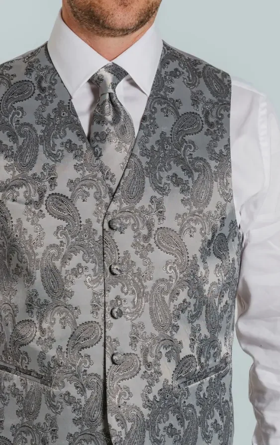 Grey Paisley Waistcoat thumbnail 4