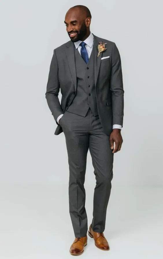 Grey Slim Fit 3 Piece Suit thumbnail 3
