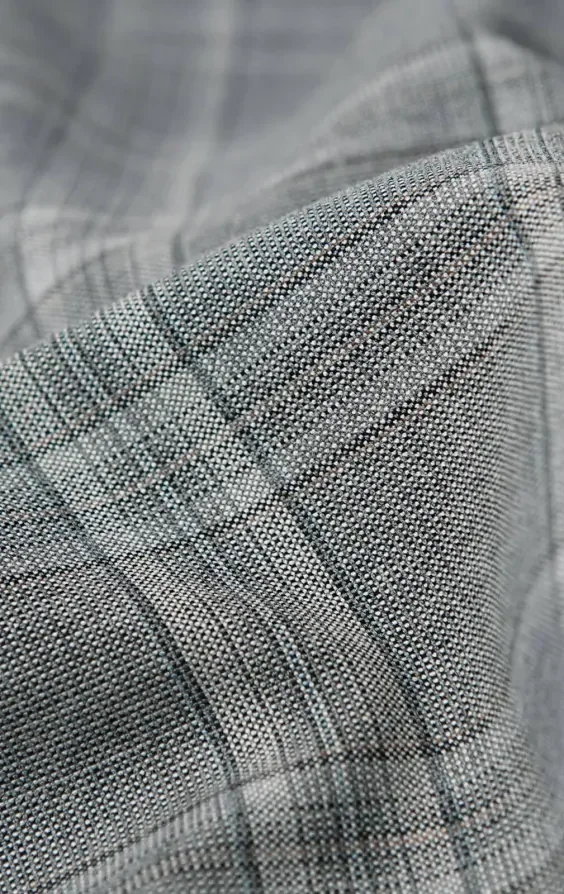 Grey with Tan Check Suit Jacket with Peak Lapel thumbnail 8