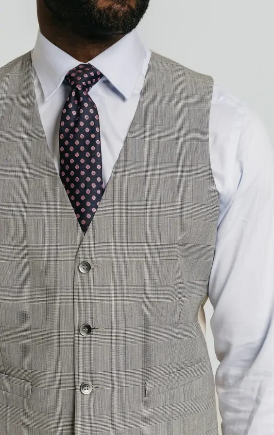 Heirloom Heritage Grey Check Waistcoat thumbnail 3