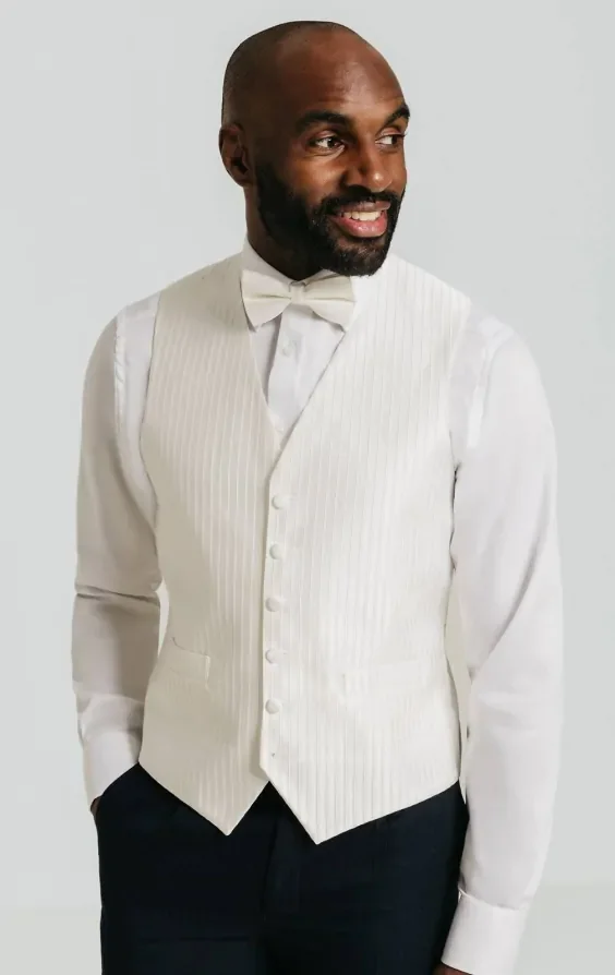 Heirloom Ivory Stripe Waistcoat thumbnail 2