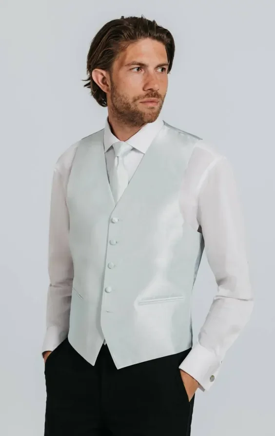 Light Green Dupion Waistcoat thumbnail 2