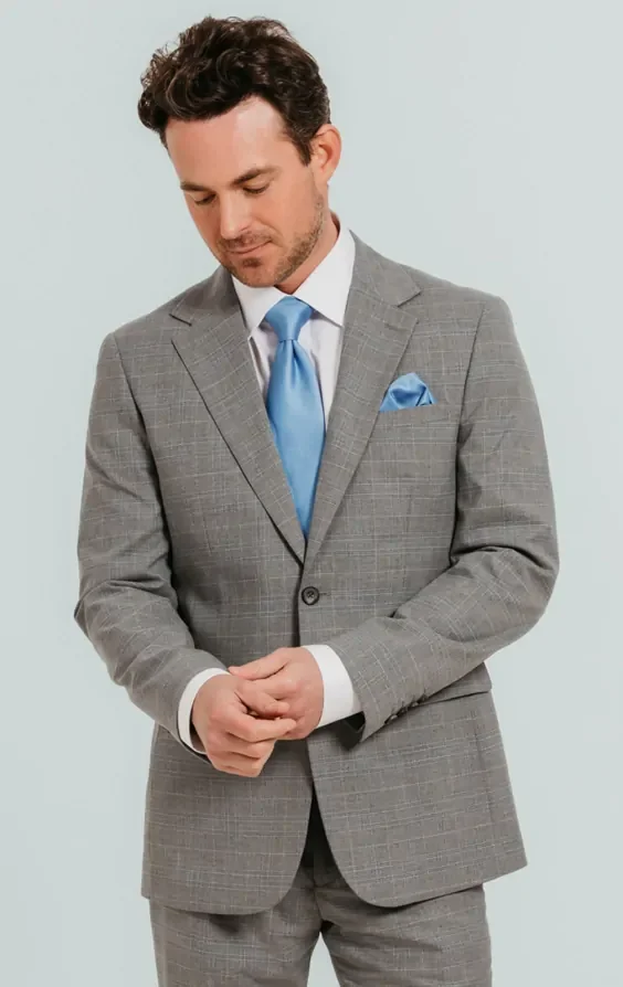 Light Grey Check Suit Jacket thumbnail 2
