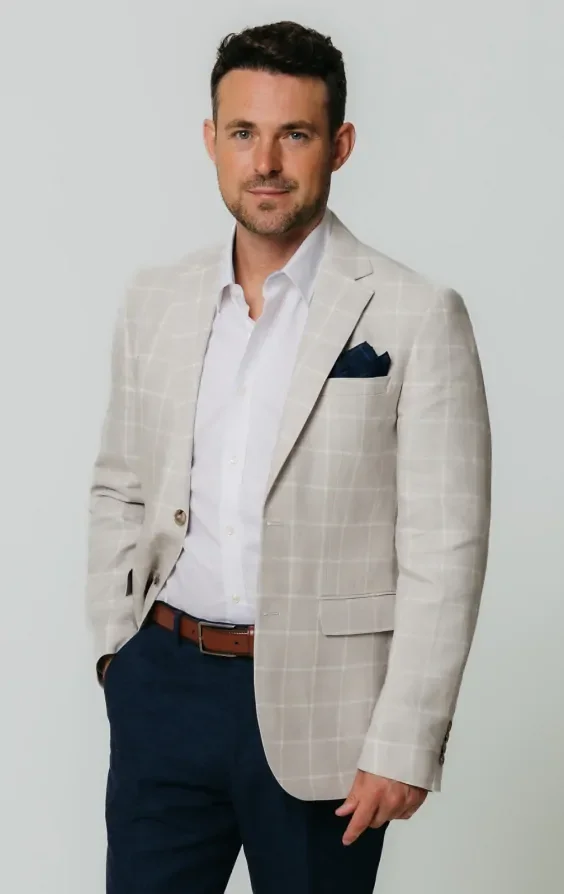 Light Grey Windowpane Check Linen Jacket thumbnail 2