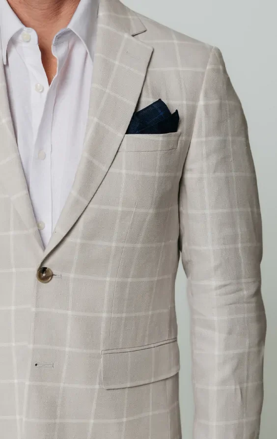 Light Grey Windowpane Check Linen Jacket thumbnail 5