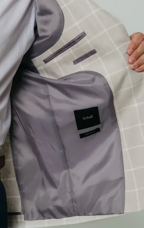 Light Grey Windowpane Check Linen Jacket thumbnail 6