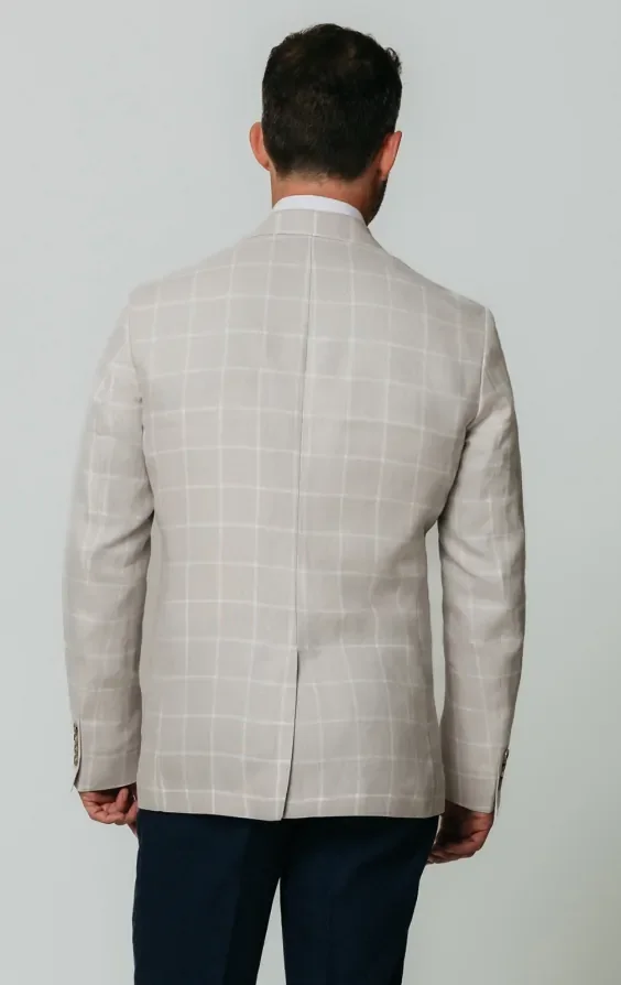Light Grey Windowpane Check Linen Jacket thumbnail 7