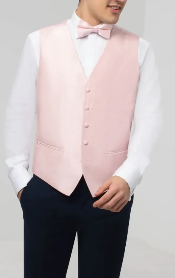 Light Pink Dupion Waistcoat thumbnail 2