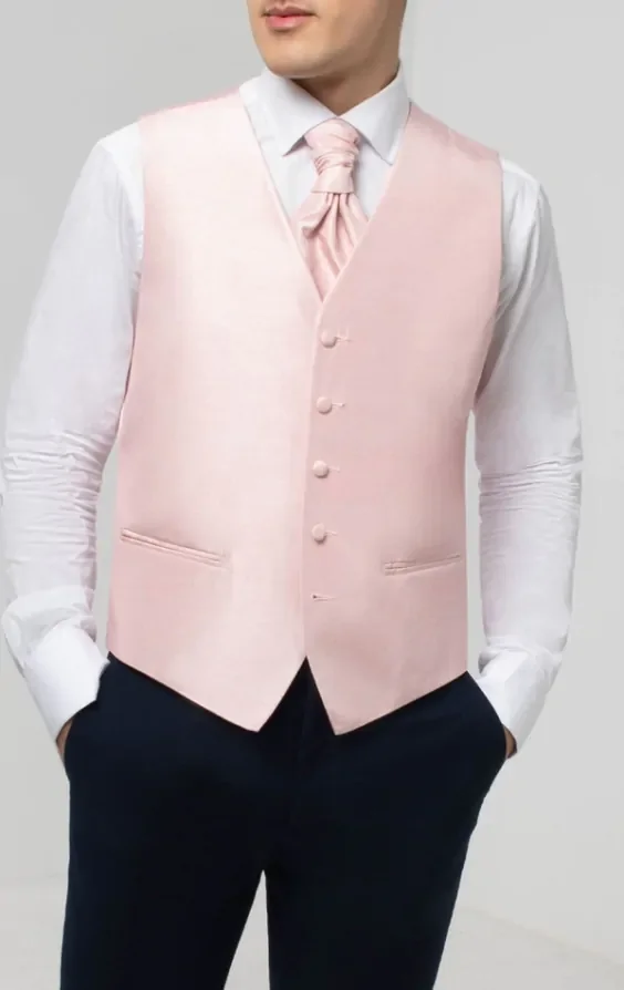 Light Pink Dupion Waistcoat thumbnail 3