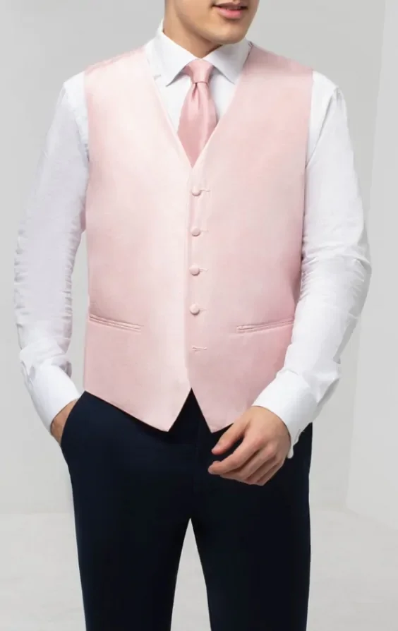 Light Pink Dupion Waistcoat thumbnail 4