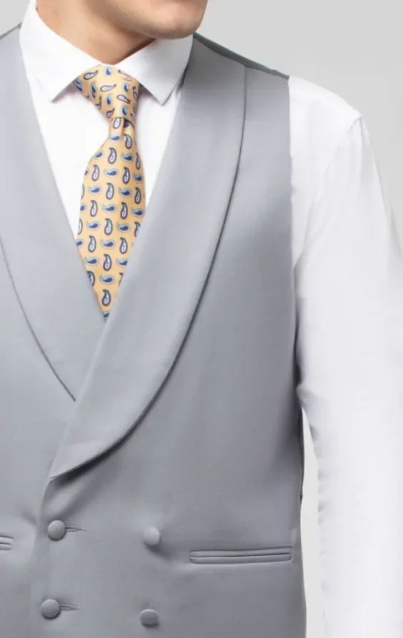 Luxury 100% Wool Dove Grey Double Breasted Morning Suit Waistcoat thumbnail 3