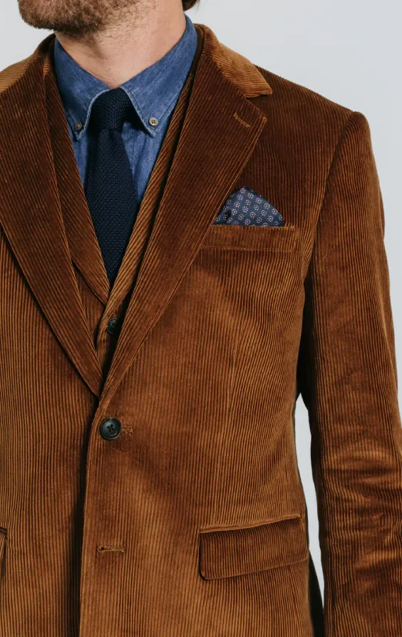 Mid Brown Corduroy 3 Piece Suit thumbnail 6