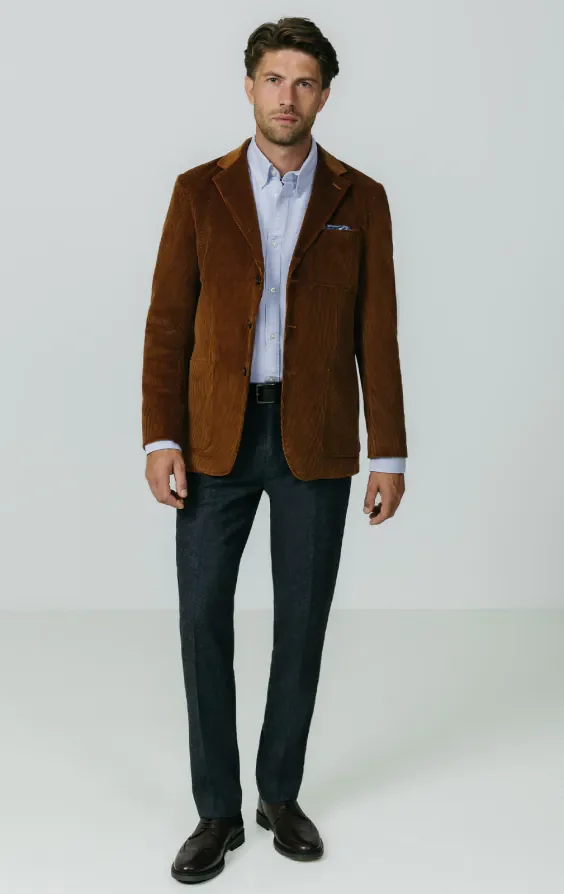 Mid Brown Corduroy Jacket with Patch Pockets thumbnail 3